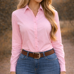 Ride Or Die Cotton Blend Button Up Rodeo Shirt -Pink
