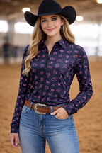 Neon Spur Brand Babe Quarter Zip Sun Shirt